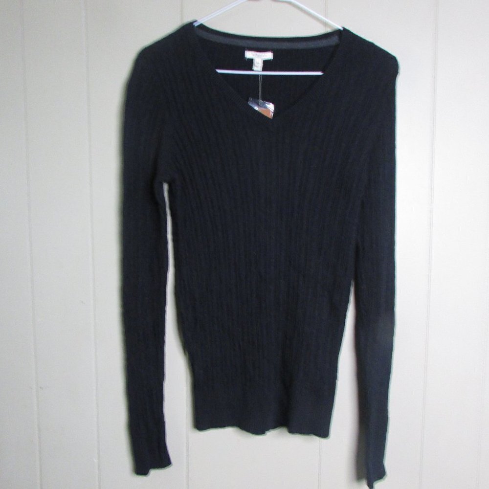 Sonoma Cable Knit Sweater XS Black Cotton